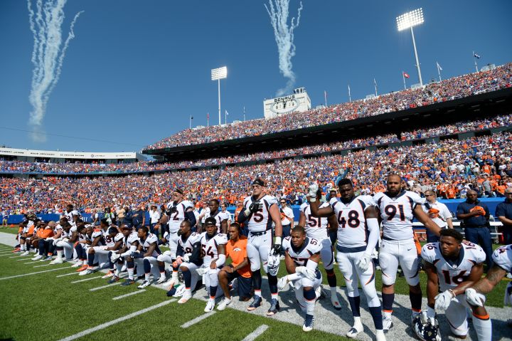 Denver Broncos versus the Buffalo Bills