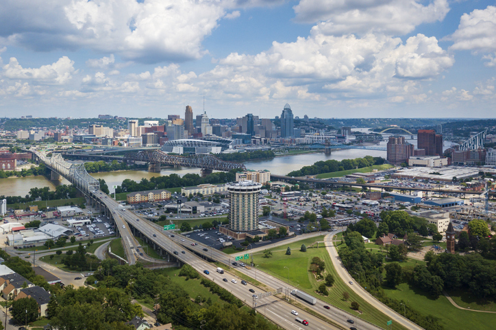 Elevated View of the Cincinnati Skyline from Devou Park, best places to live first time homebuyers