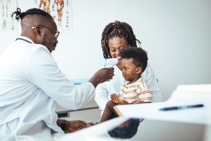 Mother and baby son at a doctor´s appointment