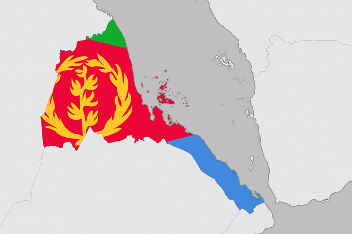 Africa map series with Eritrea, with flag