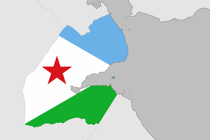 Africa map series with Djibouti, with flag