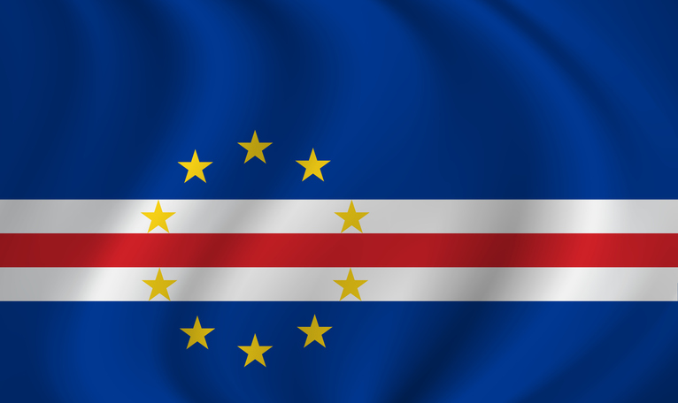 Cape Verde or Cabo Verde waving flag blowing in the wind. Texture can be used as background. Vector illustration EPS10