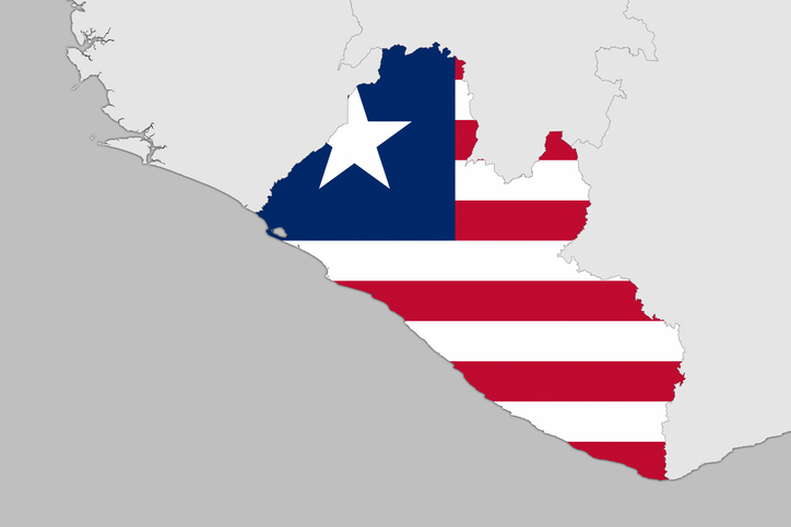 Africa map series with Liberia, with flag