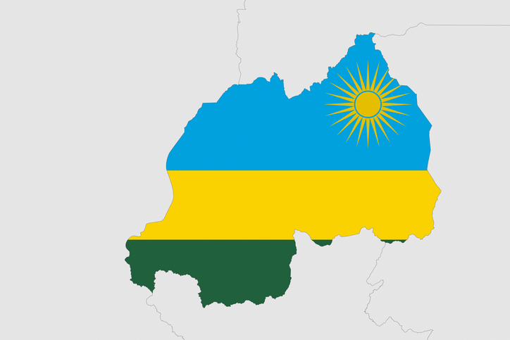 Africa map series with Rwanda, with flag
