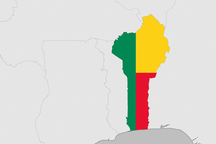 Africa map series with Benin, with flag