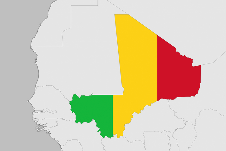 Africa map series with Mali, with flag