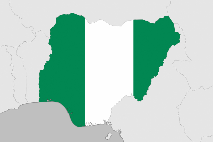 Africa map series with Nigeria, with flag
