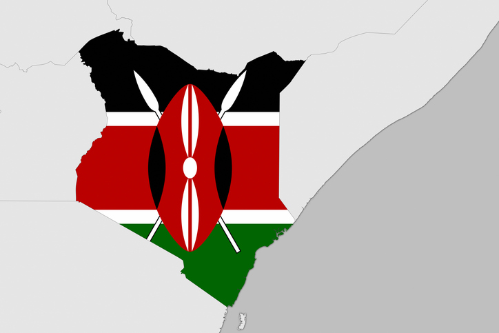 Africa map series with Kenya, with flag