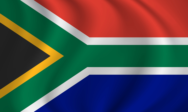 South Africa waving flag blowing in the wind. Texture can be used as background. Vector illustration EPS10