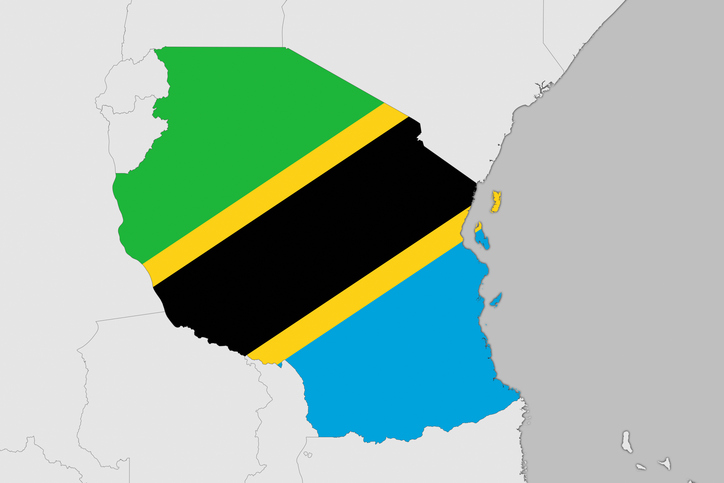 Africa map series with Tanzania, with flag