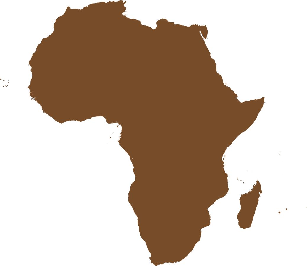 Brown color map of the continent of AFRICA