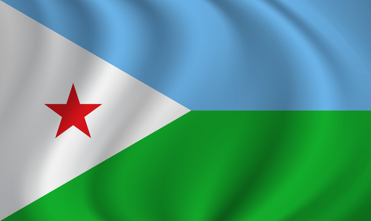 Djibouti waving flag blowing in the wind. Texture can be used as background. Vector illustration EPS10