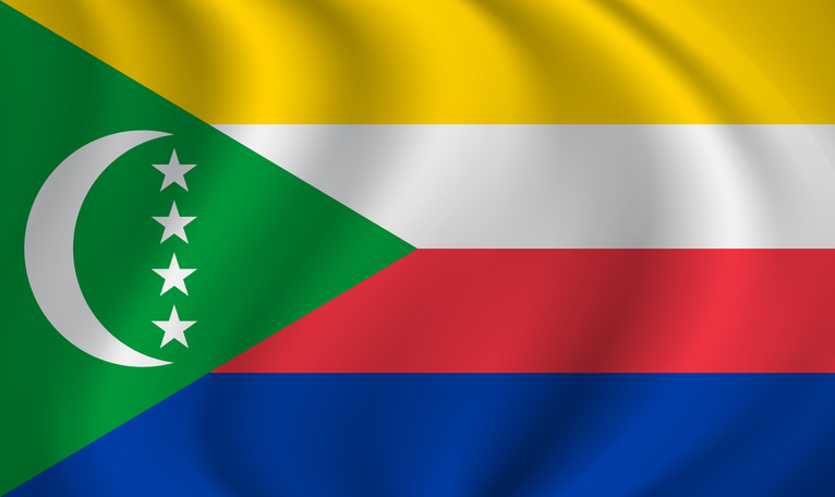 Comoros waving flag blowing in the wind. Texture can be used as background. Vector illustration EPS10