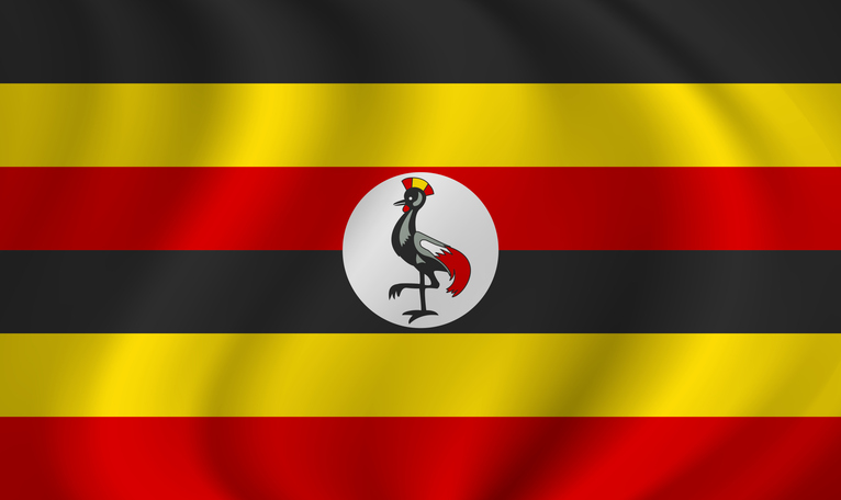Uganda waving flag blowing in the wind. Texture can be used as background. Vector illustration EPS10