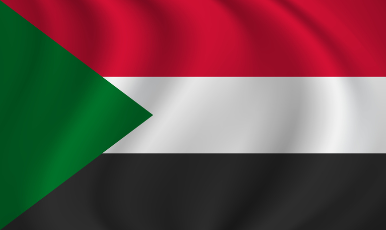 Sudan waving flag blowing in the wind. Texture can be used as background. Vector illustration EPS10