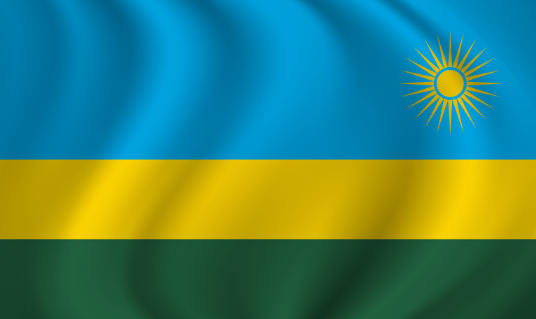 Rwanda waving flag blowing in the wind. Texture can be used as background. Vector illustration EPS10