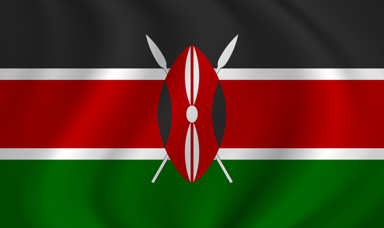 Kenya waving flag blowing in the wind. Texture can be used as background. Vector illustration EPS10