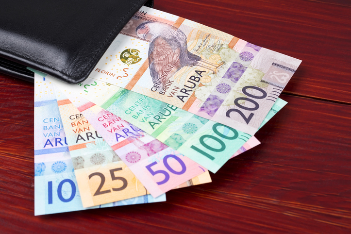Aruban money - Florin in the black wallet